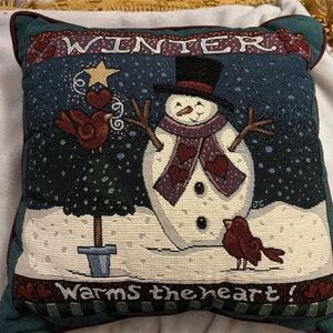 Newport Festive Snowman Pillow - Blue and White